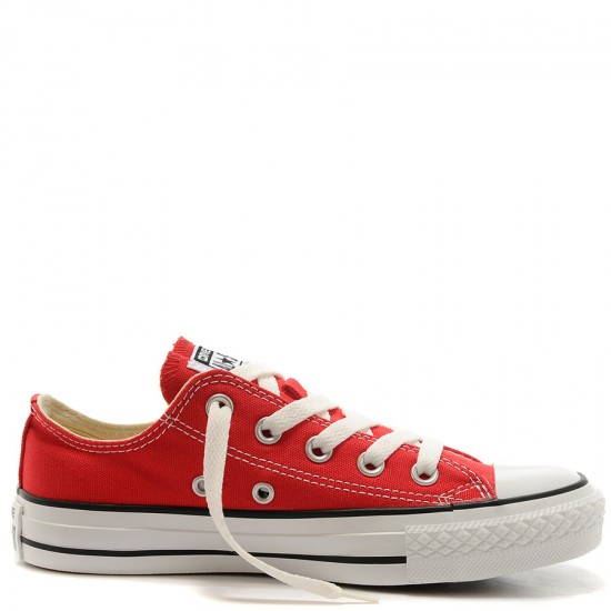 all red low top converse